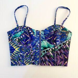 Tropical floral crop top corset tank top blouse shirt